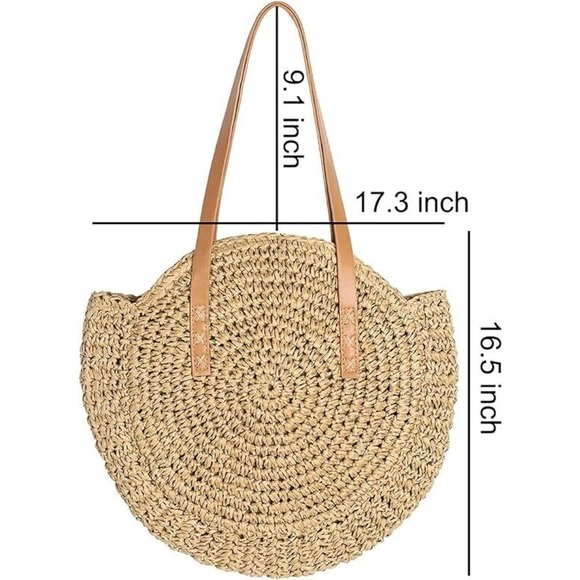 Tote Bag Beach Bag Summer Purse Handmade Woven Shoulder Tote Bags Purse Women - Picture 2 of 5